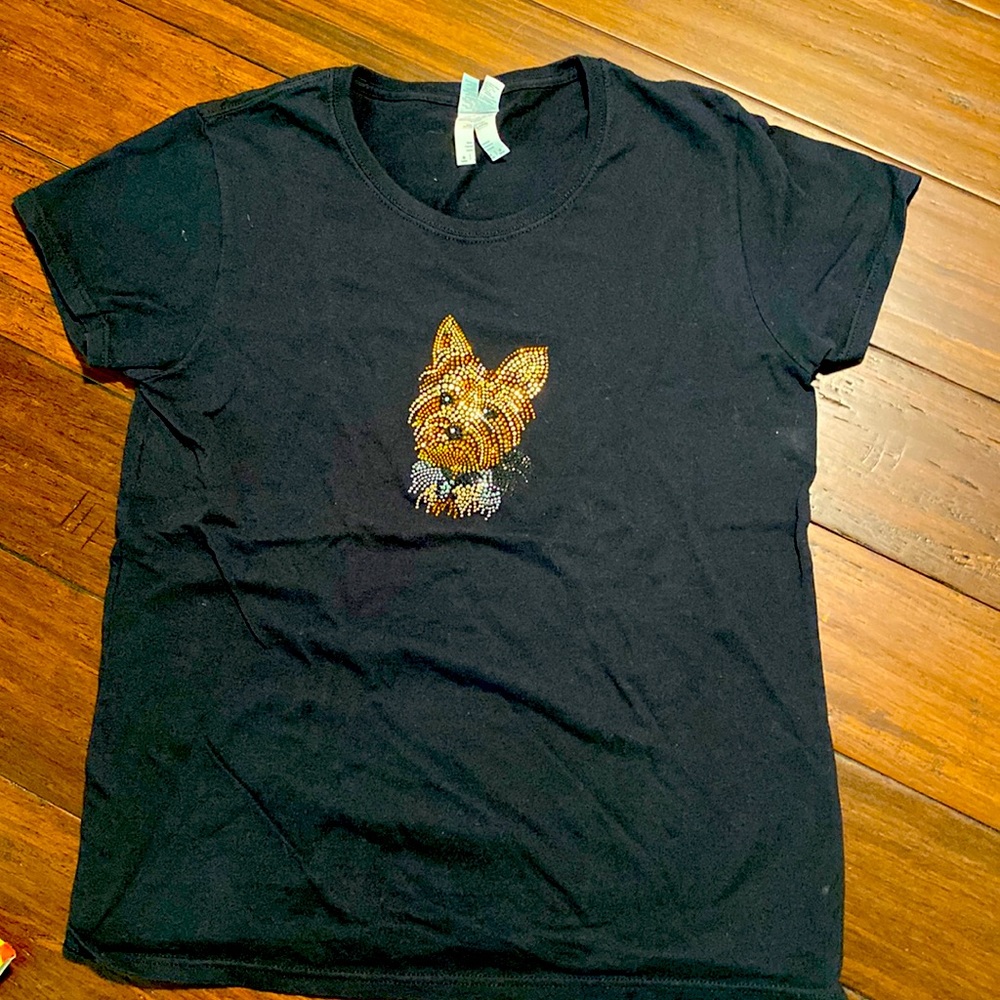 Med Yorkie beaded tshirt